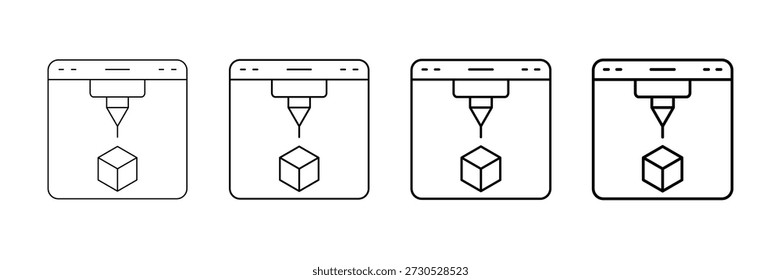 Conjunto de Vectores de iconos de impresión 3D en diferentes estilos de línea de trazo