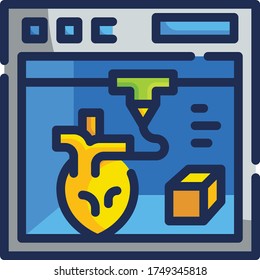 3D printing and Innovation Fill Outline icon. Medical Technology Concept.