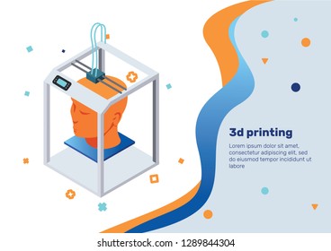 3D Printing. Isometric Concept.