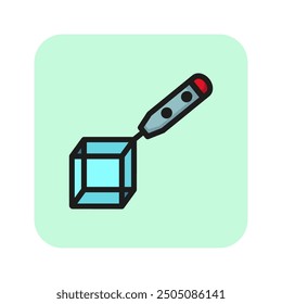 3d printing line icon. Modeling, 3d printer, sculpturing. Printing industry concept. Vector can be used for topics like engineering, technology, innovation