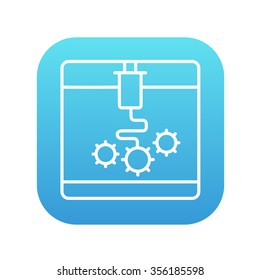 3D printing line icon for web, mobile and infographics. Vector white icon on the blue gradient square with rounded corners isolated on white background.