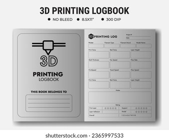 3d Printing Logbook Or Record Book Low Content Kdp Interior