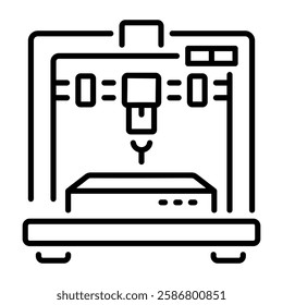 3d printing machine icon in linear style 