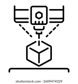 3d printing machine icon in linear style