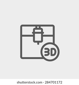 3D printing machine icon thin line for web and mobile, modern minimalistic flat design. Vector dark grey icon on light grey background.