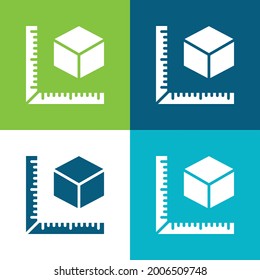 3d Printing Measure Flat four color minimal icon set