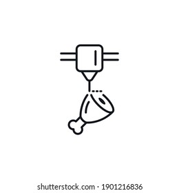 3d printing meat. Plant based innovative meat. Steak under printing head. 3d printing meat business - vector