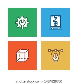 3D PRINTING AND MODELLING AND ILLUSTRATION ICON CONCEPT