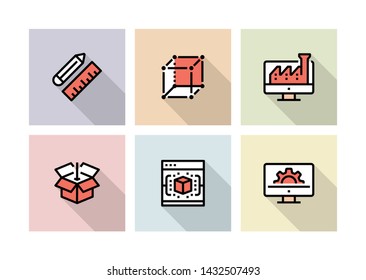3D PRINTING AND MODELLING AND ILLUSTRATION ICON CONCEPT