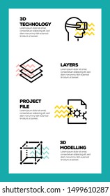3D PRINTING AND MODELLING AND ILLUSTRATION ICON CONCEPT
