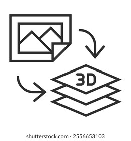 3D printing outline icon, editable vector illustration and transparent graphic element. Isolated on white background