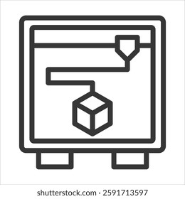 3D Printing Outline Icon Vector Illustration