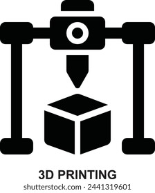 3d printing, 3d printer, additive manufacturing, rapid manufacturing, manufacturing, production expanded solid or glyph style icon for web mobile app presentation printing