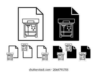 3d printing, 3d printer vector icon in file set illustration for ui and ux, website or mobile application