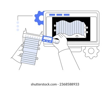 3D printing prototyping abstract concept vector illustration. Professional engineer manufacturing detail, prototyping process, IT technology and innovation, 3D printing industry abstract metaphor.