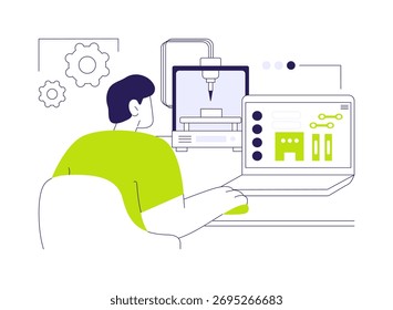3D printing slicing app abstract concept vector illustration. Professional engineer deals with 3D slicing software, modern IT technology, digital drawing and prototyping process abstract metaphor.
