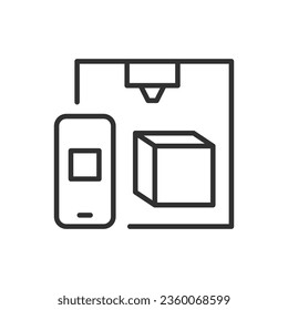 3D printing with smartphone, linear icon. Line with editable stroke