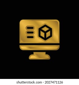 3d Impresión Software de oro chapado en icono metálico o vector de logotipo