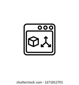 3d printing software icon vector in linear, outline icon isolated on white background