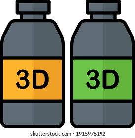 3D Printing Solid Powder and Resin Bottles Concept vector color Icon Design, 