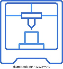 Icono de tecnología de impresión 3D con estilo de duotona azul. Computación, diagrama, descarga, archivo, carpeta, gráfico, laptop. Ilustración del vector