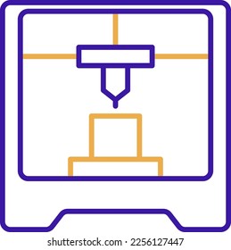 3D-Printing-Technologie-Symbol mit violettem und orangefarbenem Duoton-Stil. Computing, Diagramm, Download, Datei, Ordner, Grafik, Laptop . Vektorgrafik