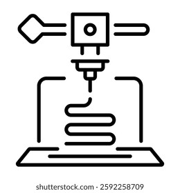 3d printing technology, line style icon