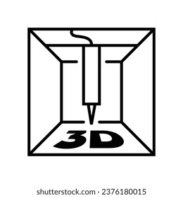 Icono del vector de impresión 3D. Ilustración