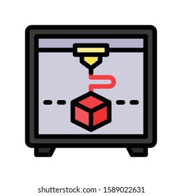 3D printing vector illustration, Future technology filled design icon