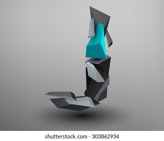 3D Prism Font - j