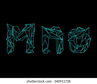 3D Prism Font - mno