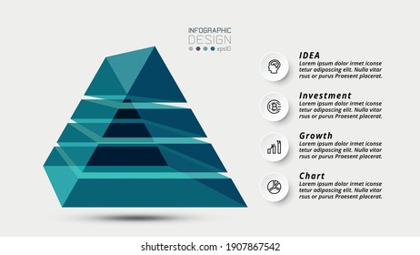 3D prism-shaped pyramid design for interesting presentations, can be used for advertising, communication design or research and education. vector infographic.