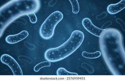 3d probiotic bacteria. Microbiome flora, lactobacillus acidophilus, microbiology research, bifidobacterium cell, microbe germ, bacterium culture, bifidobacteria growth, lactic fermentation probiotic.