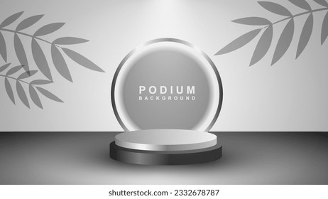 3D-Produkthintergrund mit einer Podiumszene mit einer geometrischen Laubplattform. Vektorgrafik 3D-Renderhintergrund mit Podium. Vektorgrafik eps10.