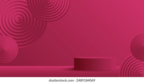 3D product background, 3D podium viva magenta color for product display background.