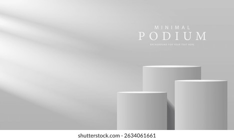 3D product Minimal display stand, white circle on gray background. Abstract geometric shapes in a simple design. Fashion stage mockup scene. Studio product display stand. Product advertising stand