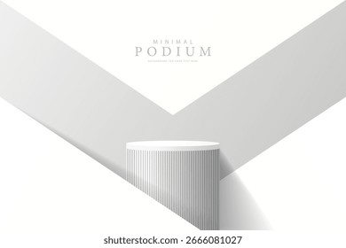 Producto 3D Soporte de exhibición mínimo, círculo blanco sobre fondo gris. Abstractas Formas geométricas en un diseño sencillo. Escena de maqueta de la etapa de moda. Soporte de exhibición del producto del estudio. Producto soporte publicitario