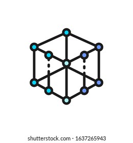 3D product modeling flat color line icon. Isolated on white background