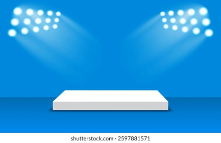 3D product podium background. Abstract composition in minimalist design. Studio showroom product base. Vector demonstration design