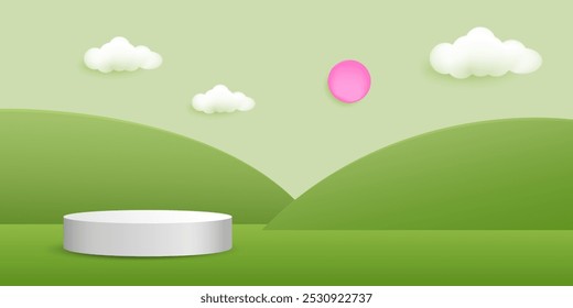 3d product podium nature landscape banner background.