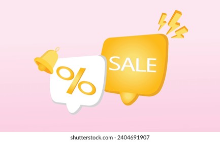 3D product price reduction notification icons.3d handmade.3d goal for technology,online social media usage illustration.