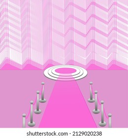 3d, product stand on pink background, vector illustration