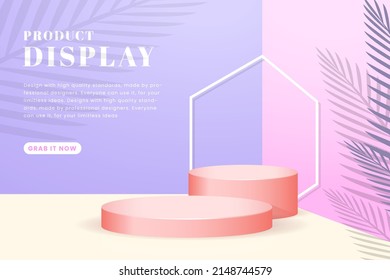 3d products display podium scene with geometric platform and abstract background. pastel color background with 3d rendering podium. stage showcase on pedestal display studio