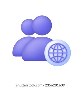 3D Profil Globus Netzwerk-Illustration. Konzept der sozialen Medien. Trendy und moderne Vektorgrafik im 3D-Stil.
