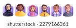 3D profile people avatar icon, vector men woman happy face set young male female cartoon character. Office diverse colleague team smiling freelance workers portrait. 3D people cheerful expression head