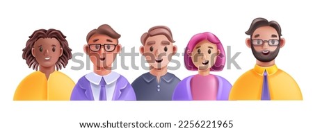 3D profile people vector avatar icon set, men woman happy face young male female cartoon character. Office diverse colleague team smiling freelance workers portrait. 3D people cheerful expression head
