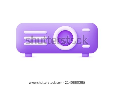 3D Projector icon isolated on white background. Presentation and meeting concept. Presentation media projector. Can be used for many purposes. Trendy and modern vector in 3d style.