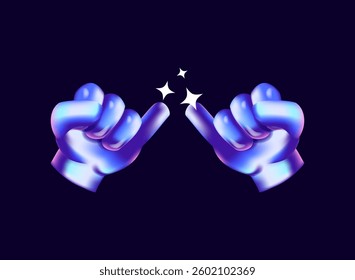 3d promise finger gesture vector illustration with hologram light vibrant glossy style