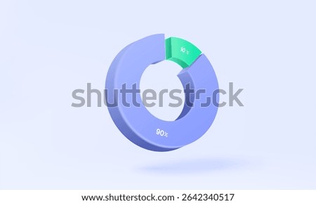 3D Proportion chart percentage data information statistic business calculating financial analysis technology diagram economic development risk profit growth project success. 3d vector illustration