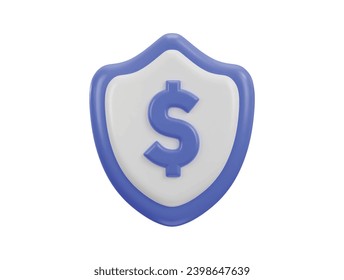 3d proteger el escudo con la ayuda de un indicador vectorial de seguridad de la financiación con signo de dólar